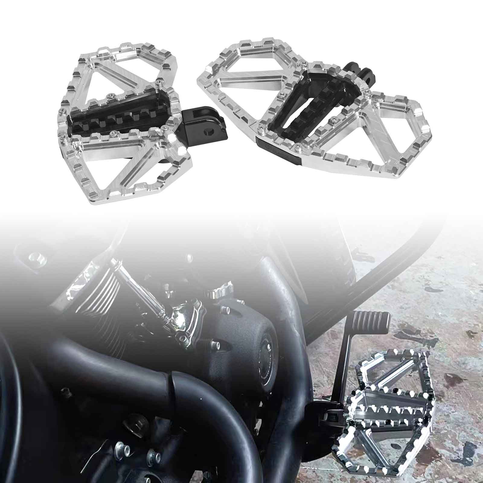 Wide Anti-Slip Footpegs for Harley Touring Softail Dyna Sportster