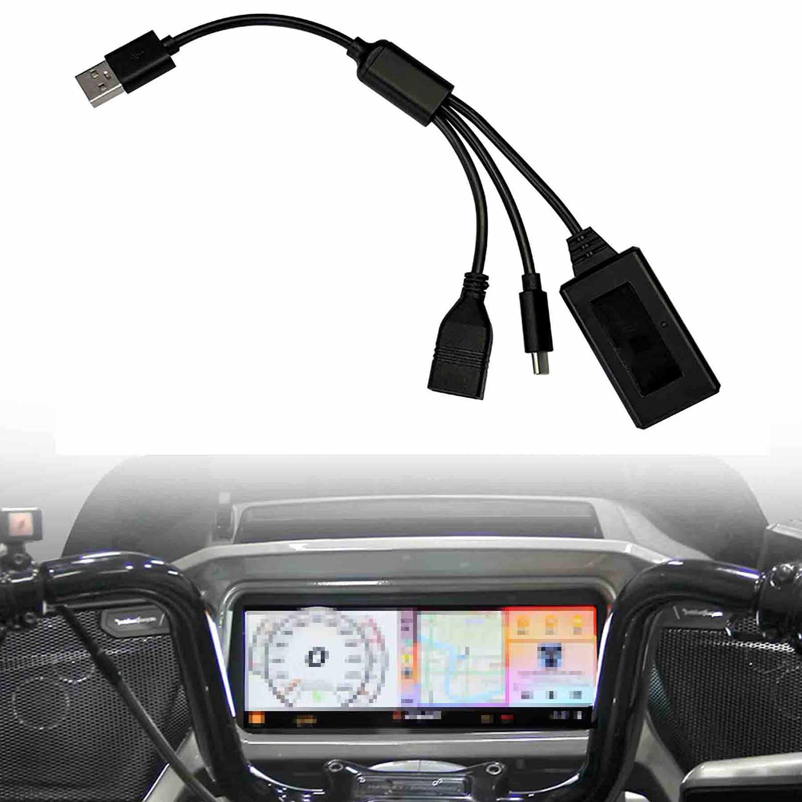 Motorcycle Wired Carplay Adapter for Harley Davidson, Honda Gold Wing, Indian, Support iPhone