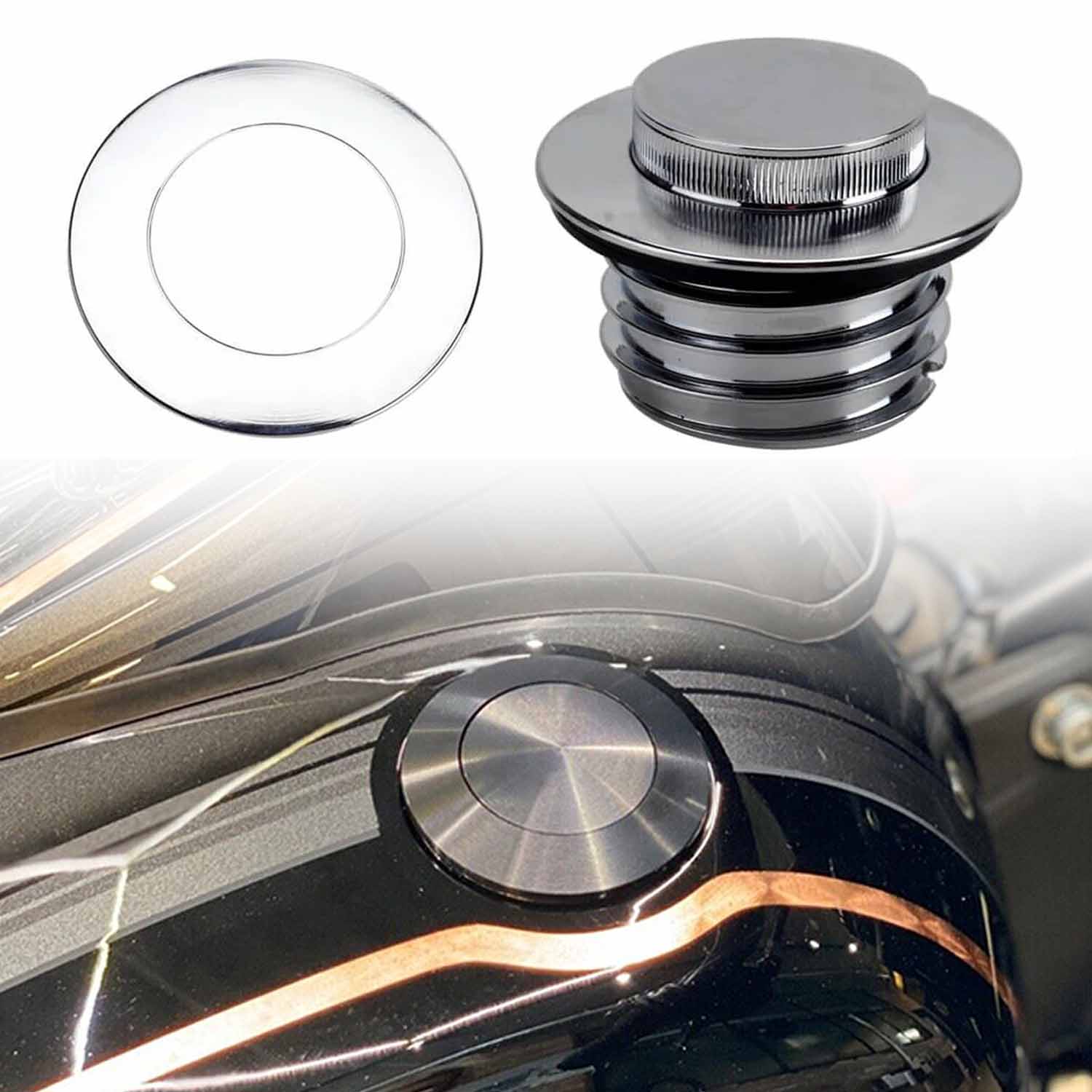 Hidden & Pop-up Gas Fuel Tank Cap Kit | Aluminum Alloy | Harley Softail 2018-2020 Deluxe, 2018-2021 Fat Boy/Heritage Classic/Sport Glide/Slim/Low Rider - Image 2