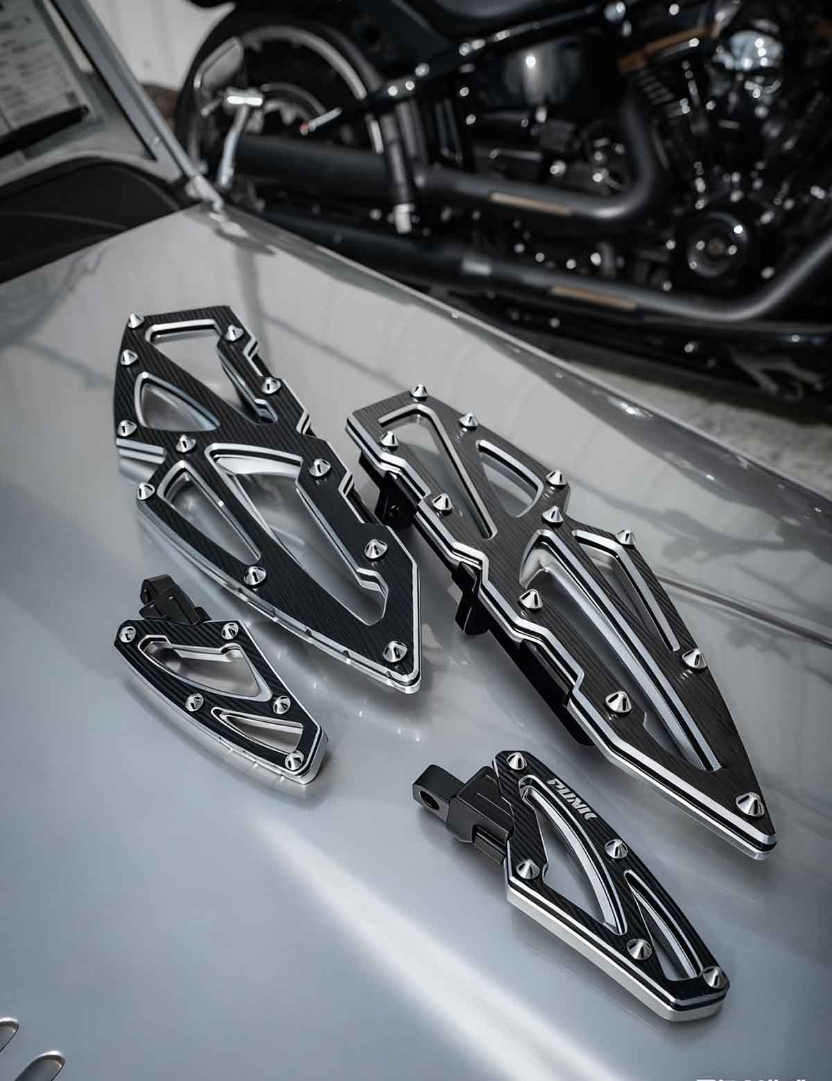Front and Rear Foot Pegs Kits | Anti-Slip | Aluminum | Harley Davidson 2000-2025 Softail, 1999-2025 Touring - Image 10