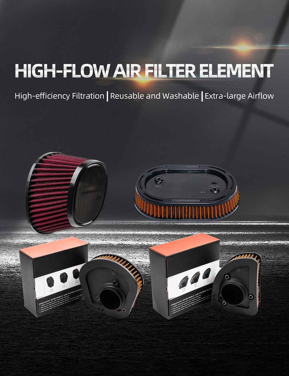 High Performance Engine Air Filter | High Air Flow Air Cleaner | 2018-after Softail, 2017-after Touring - Image 2