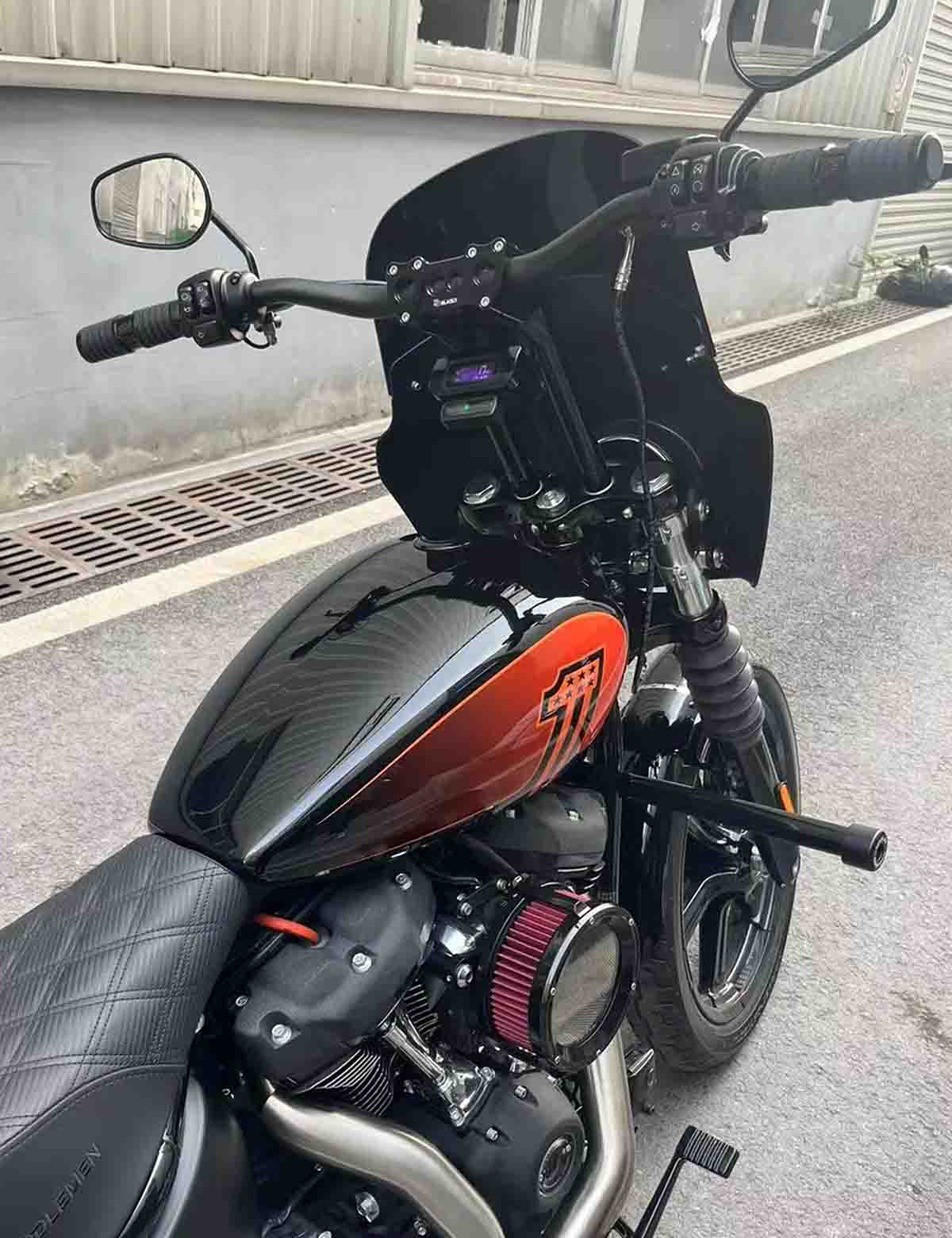 T-Bar Handlebar Risers | 10"/12" Height, 1.25"/1.5" Handlebar Clamp Diameter, 1.5" Pullback Risers | 2018-after Harley Softail Models - Image 3