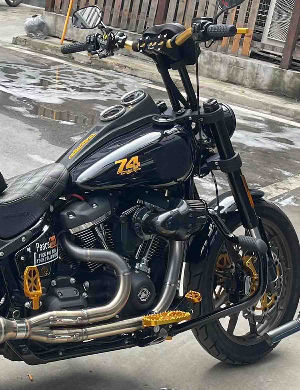 T-Bar Handlebar Risers | 10"/12" Height, 1.25"/1.5" Handlebar Clamp Diameter, 1.5" Pullback Risers | 2018-after Harley Softail Models - Image 4