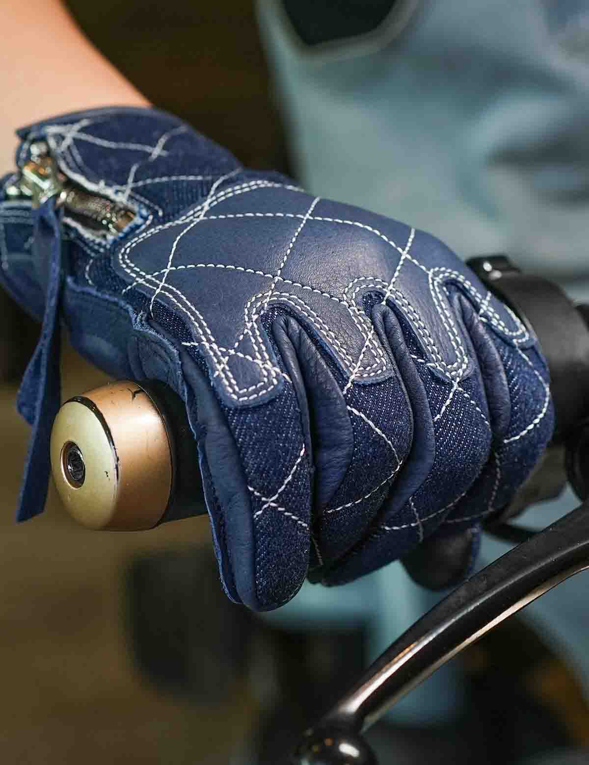 Retro Denim Style Deerskin Motorcycle Gloves | Touchscreen Shockproof for Men Women - Image 7