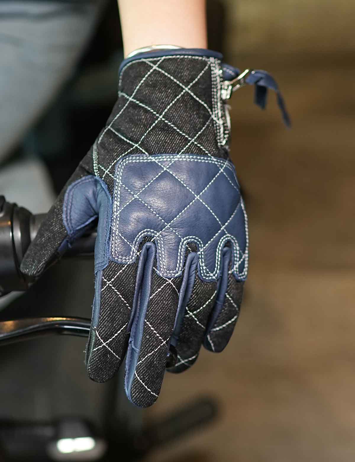 Retro Denim Style Deerskin Motorcycle Gloves | Touchscreen Shockproof for Men Women - Image 8