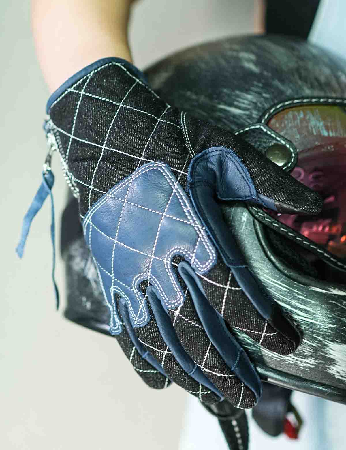 Retro Denim Style Deerskin Motorcycle Gloves | Touchscreen Shockproof for Men Women - Image 10