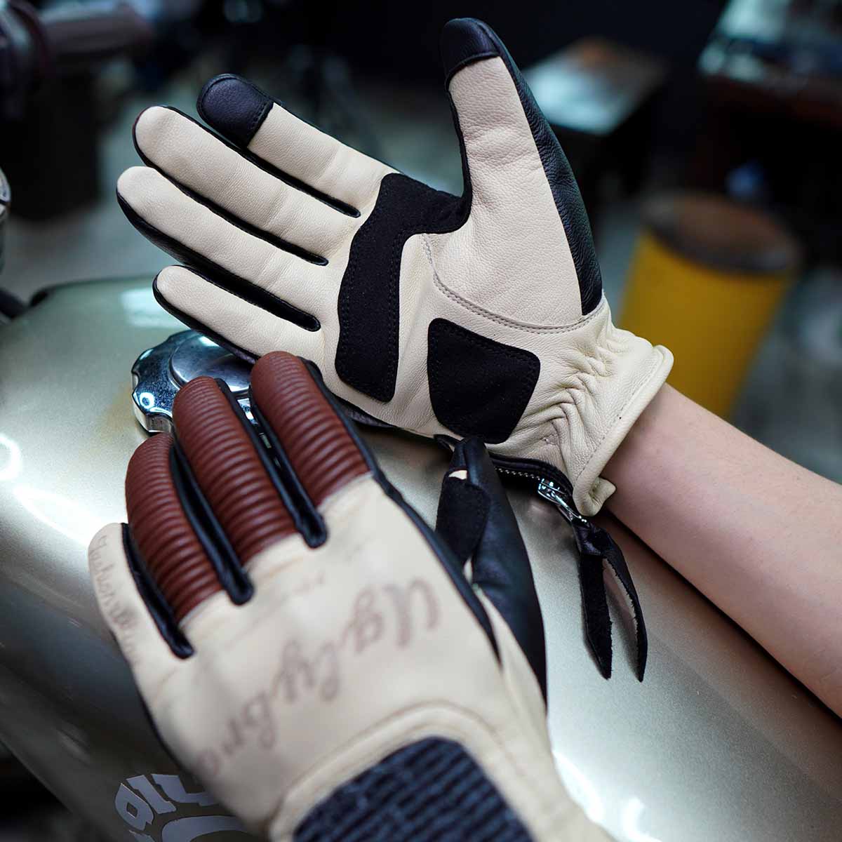 Spring Fall Goatskin Motorcycle Gloves | Hard Knuckles YKK Zipper Touchscreen - Image 5