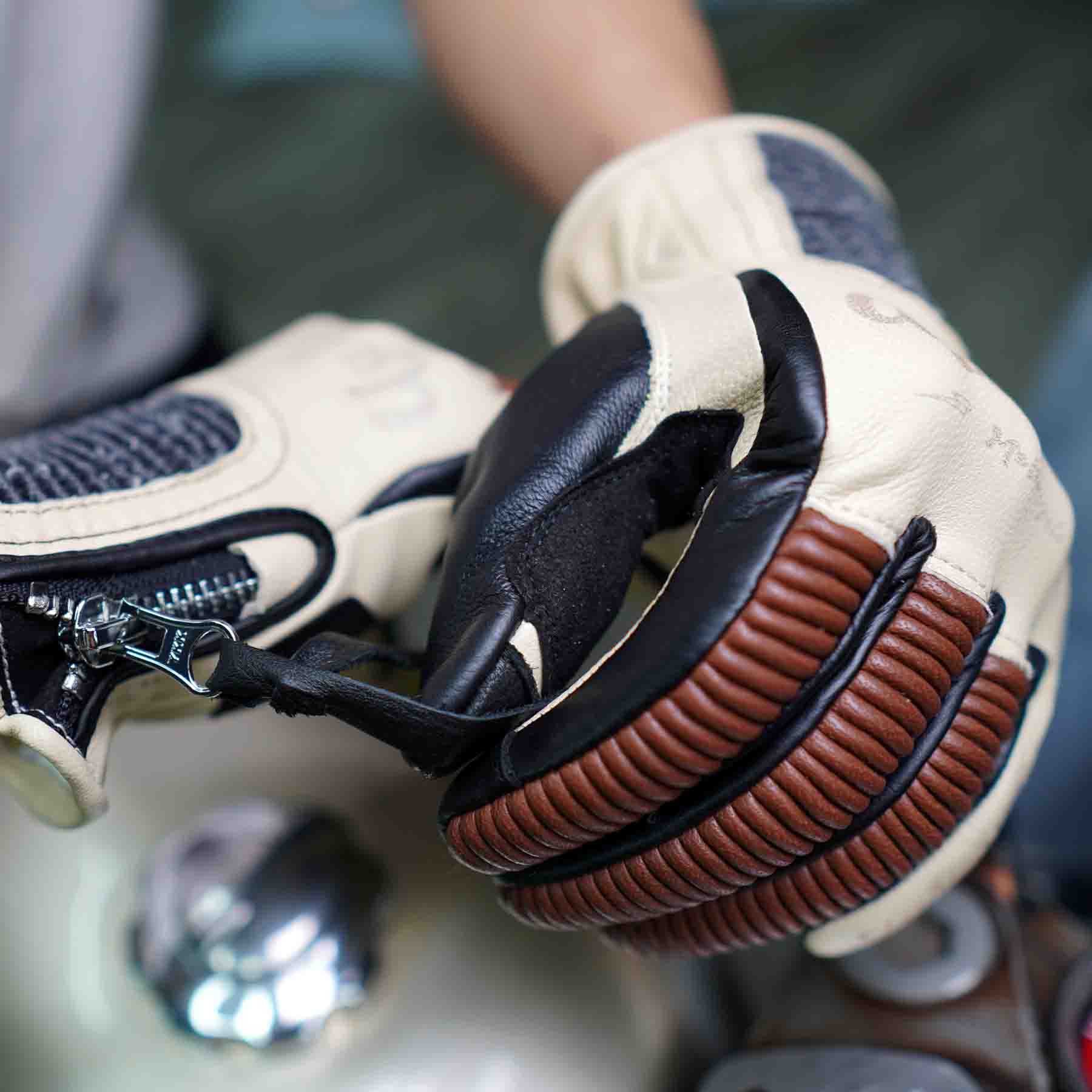 Spring Fall Goatskin Motorcycle Gloves | Hard Knuckles YKK Zipper Touchscreen - Image 6