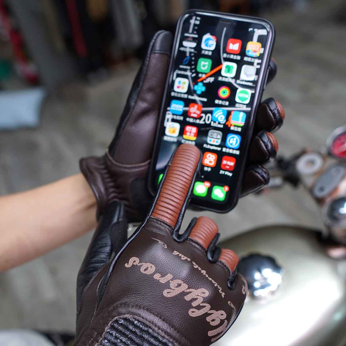 Spring Fall Goatskin Motorcycle Gloves | Hard Knuckles YKK Zipper Touchscreen - Image 7