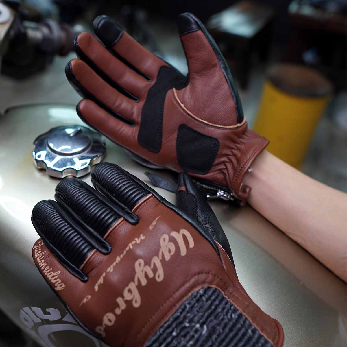 Spring Fall Goatskin Motorcycle Gloves | Hard Knuckles YKK Zipper Touchscreen - Image 8