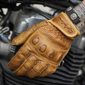 Retro Horsehide Motorcycle Gloves | Breathable Touchscreen Hard Knuckles for Spring Autumn