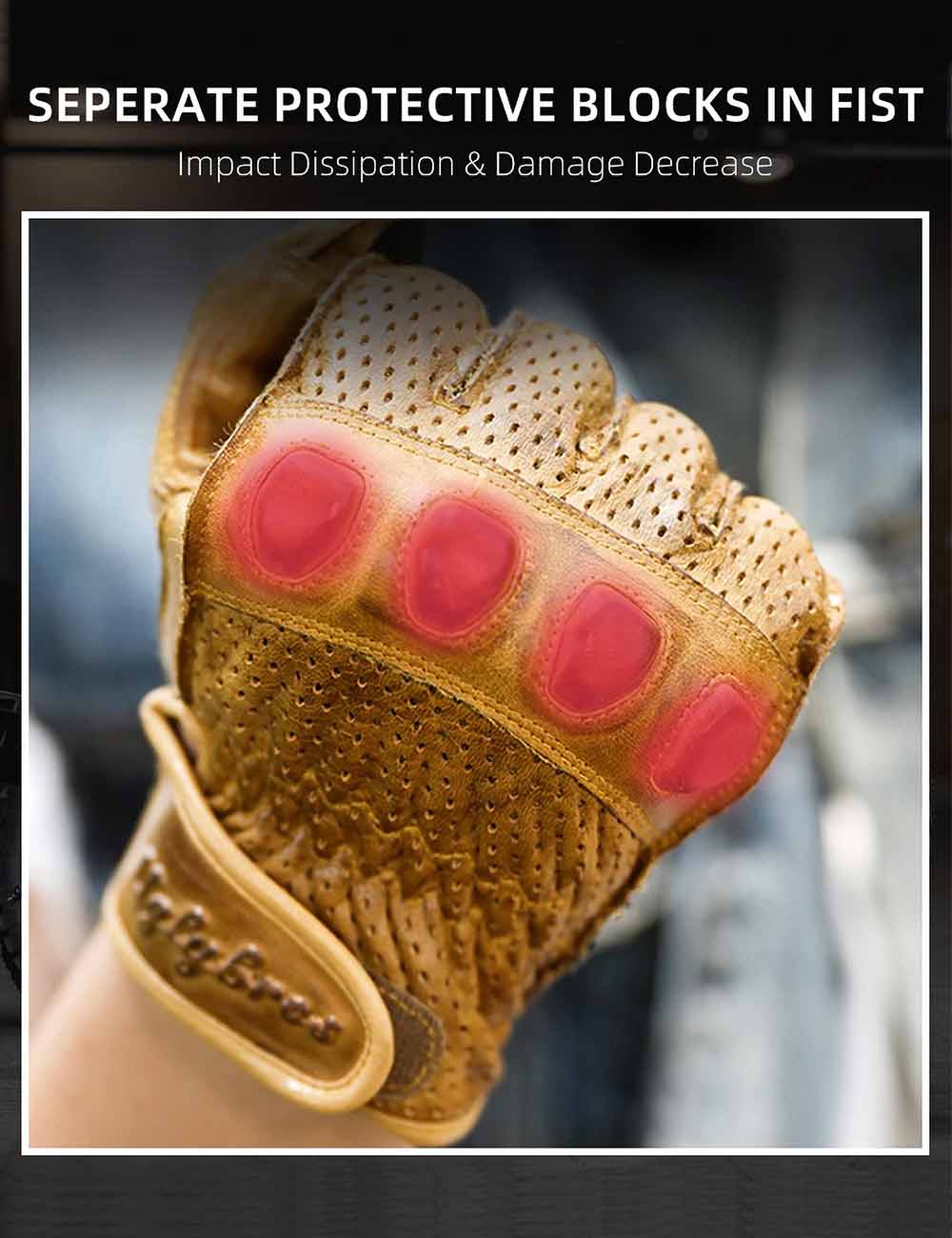 Retro Horsehide Motorcycle Gloves | Breathable Touchscreen Hard Knuckles for Spring Autumn - Image 2