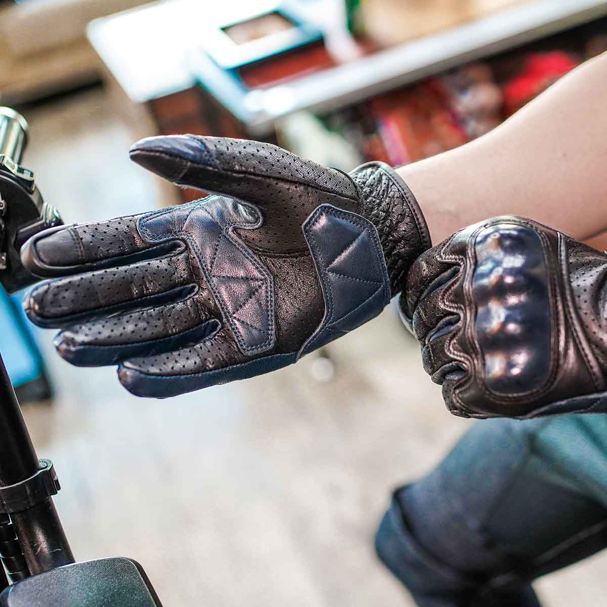 Retro Goatskin Motorcycle Gloves | Hard Knuckles Breathable Touchscreen for Spring Summer Autumn - Image 4