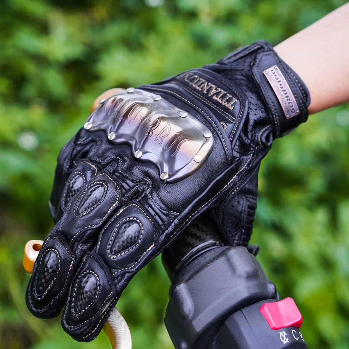 Retro Leather Motorcycle Gloves | Warm Waterproof Windproof Shockproof Touchscreen Hard Knuckles - Image 3