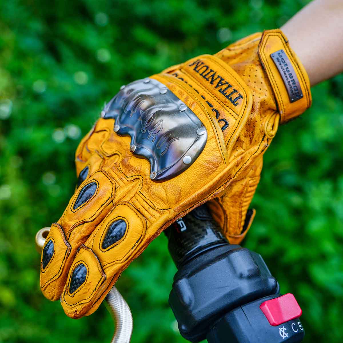 Retro Leather Motorcycle Gloves | Warm Waterproof Windproof Shockproof Touchscreen Hard Knuckles - Image 6