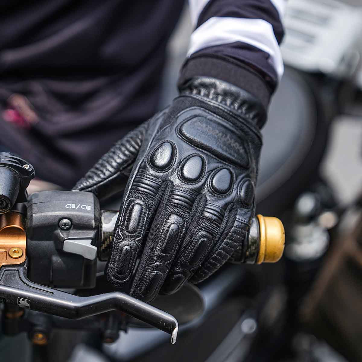 Retro Leather Motorcycle Gloves | Breathable Touchscreen Shockproof Anti-Slip Hard Knuckles Thickened Palm Pad - Image 5