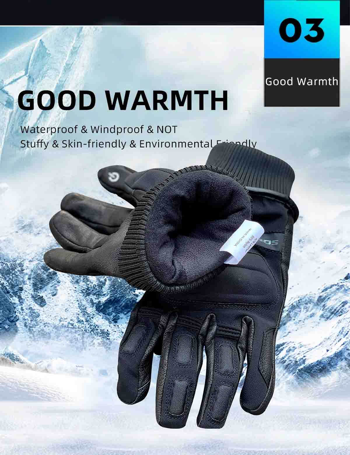 Winter Waterproof Sheepskin Motorcycle Gloves | Windproof Warm Touchscreen - Image 10