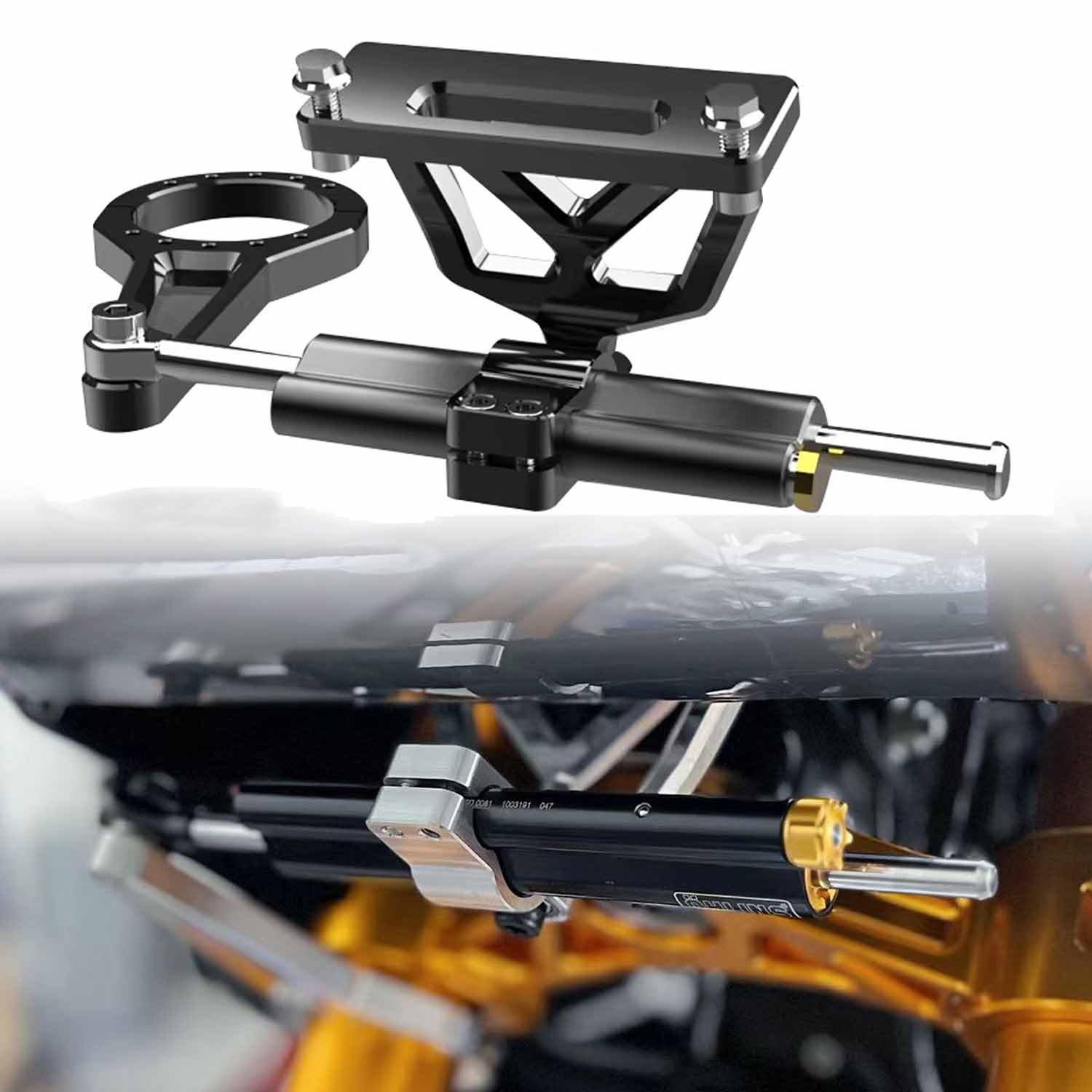 Motorcycle Steering Damper Bracket, Steering Stabilizer Anti Death Wobble | 2014-after Harley Road Glide