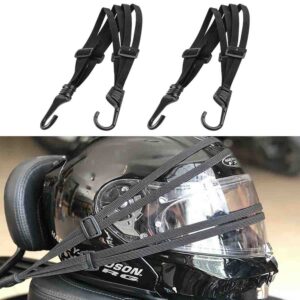 2 Pcs High Retractable Motorcycle Helmet Rope, Luggage Straps, Heavy Duty Bungee Cords with Hooks &Sliding Buckles, Practical Elastic Straps