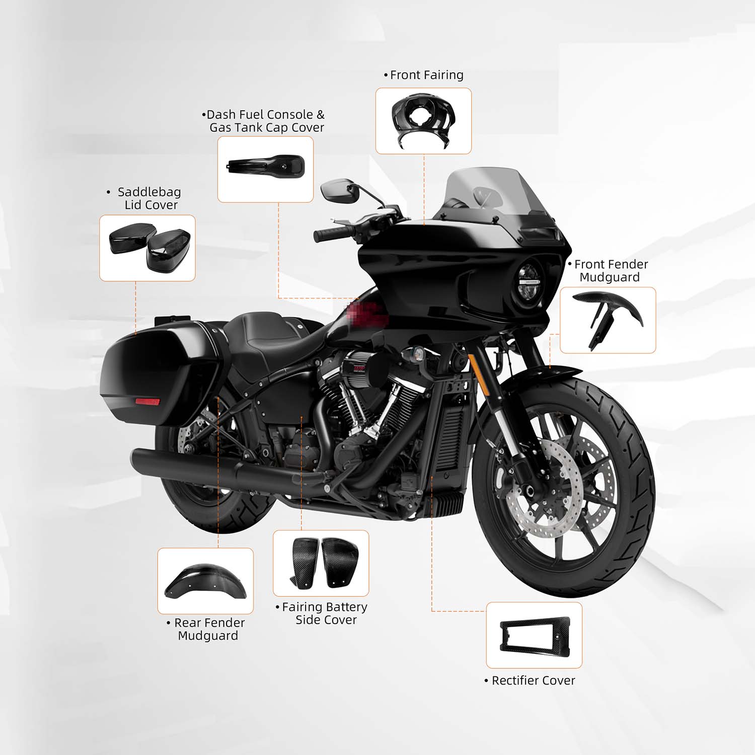 Motorcycle Carbon Fiber All Parts for Harley 2018-2025 Softail Street Bob Low Rider S Low Rider ST