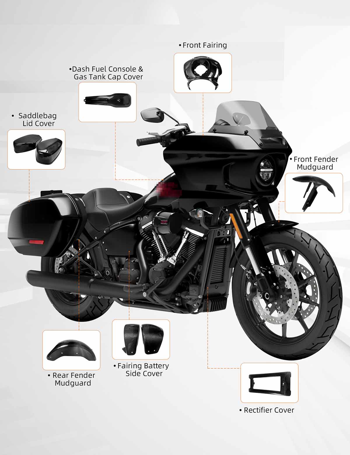 Motorcycle Carbon Fiber All Parts for Harley 2018-2025 Softail Street Bob Low Rider S Low Rider ST - Image 3