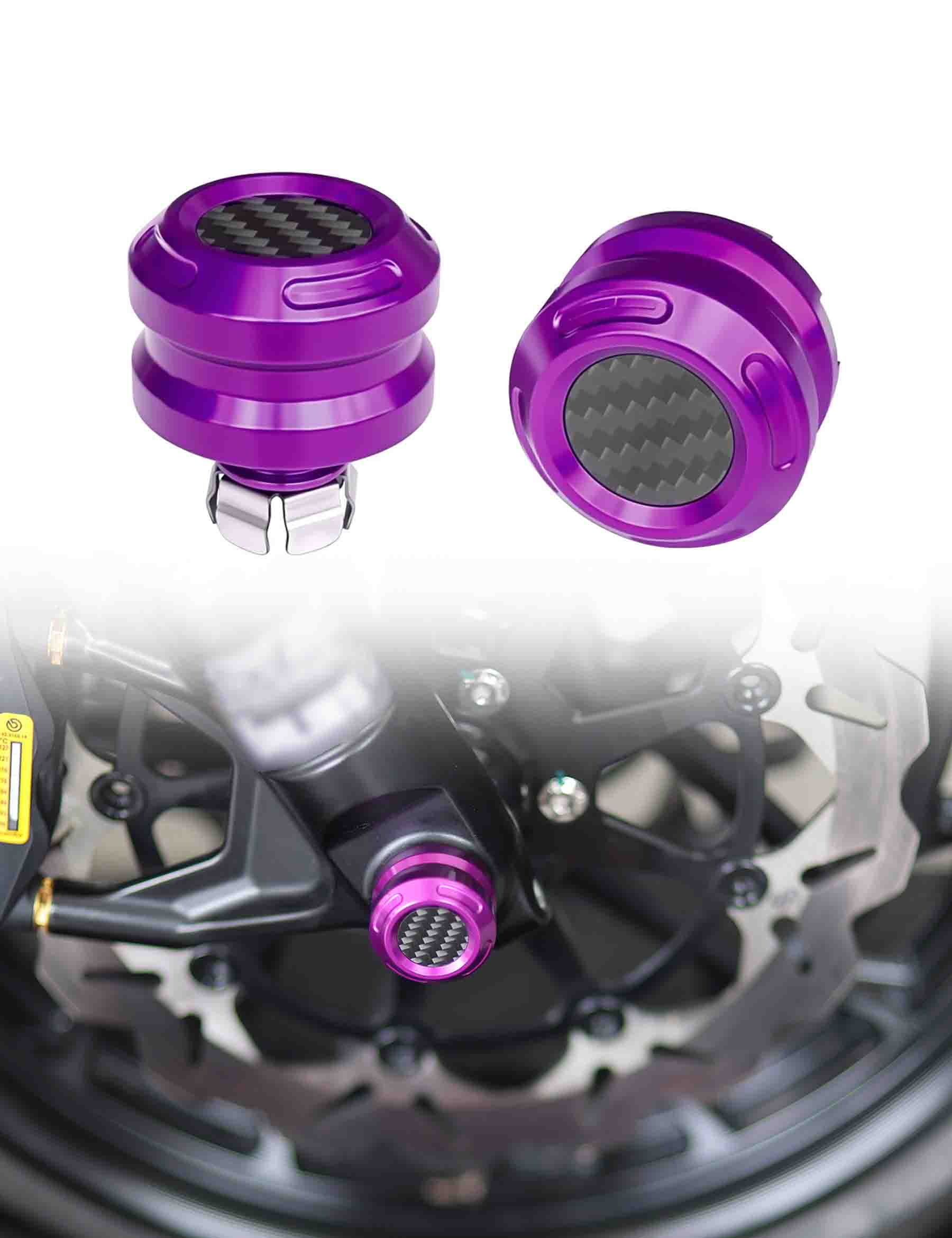 Front Axle Nut Cover Caps Carbon Fiber | CNC Aluminum Fits Harley 2023-after 121CVO Road Glide Street Glide ST, 117 Road Glide Street Glide